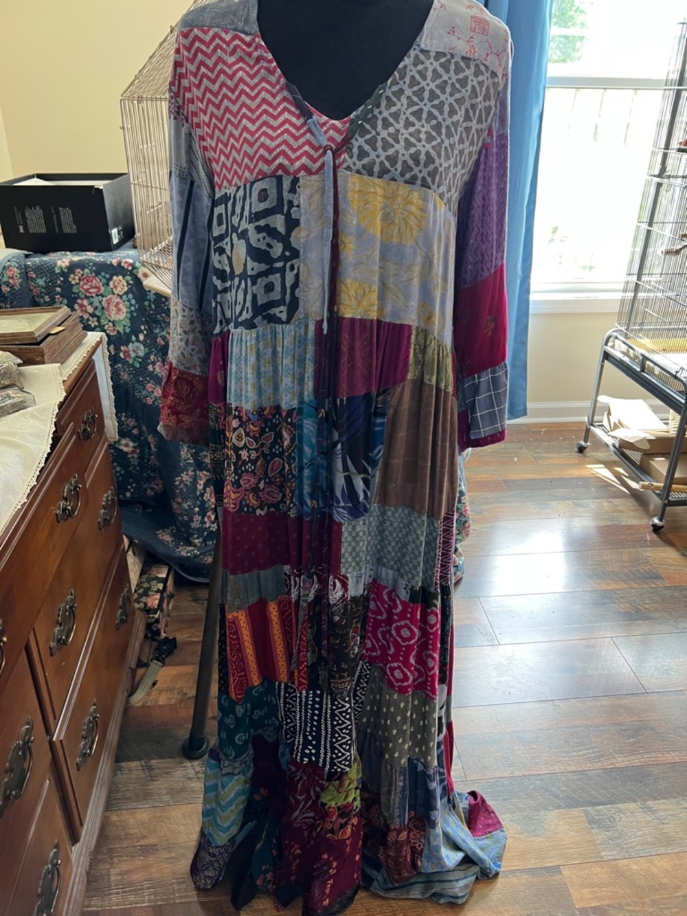 Earthbound Trading Co Bohemian Patchwork Maxi Dress in Multicolor